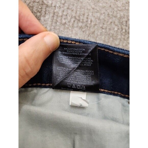 Express Stella Barely Boot Cut Jeans Womens 10 Blue Dark Wash Stretch Low Rise - Picture 8 of 9